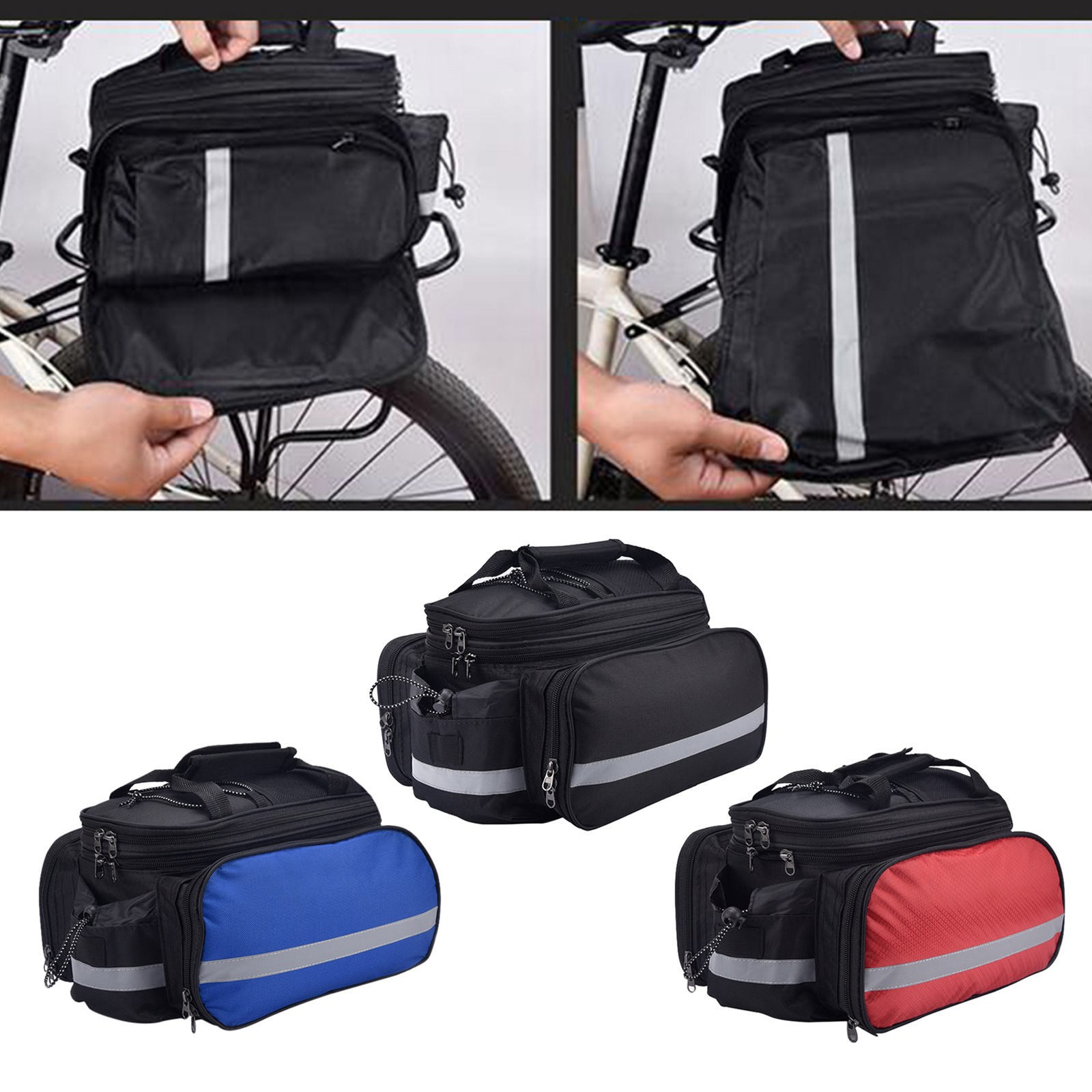 Waterproof Bicycle Saddle Bag Reflective 27L Large Capacity Tail Rear Trunk Bag Road Mountain Carrier Bike Bag for Cycling