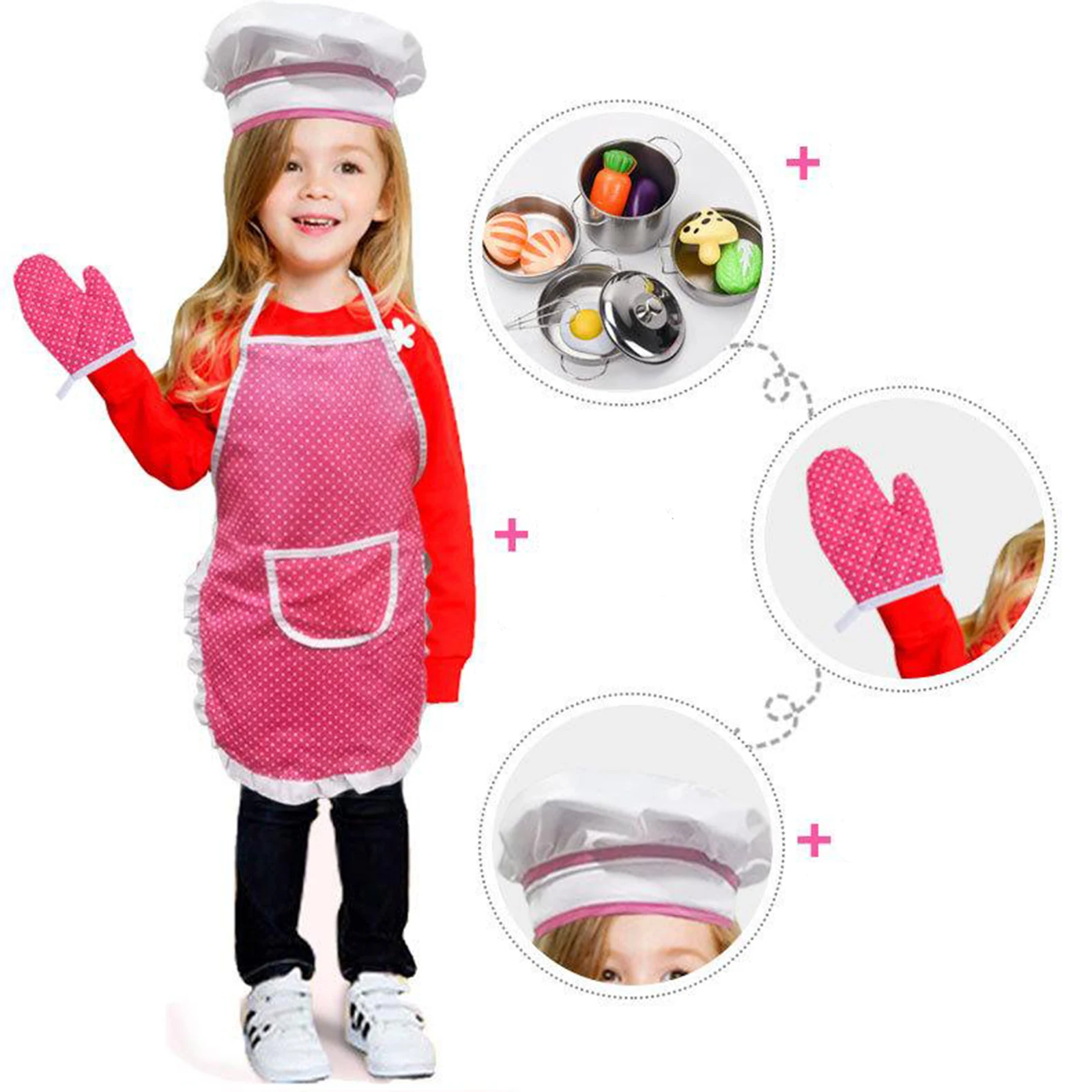 4Pcs/Lot Child Chef Dress Up Clothes Cooking Baking Tools Pretend Play Kitchen