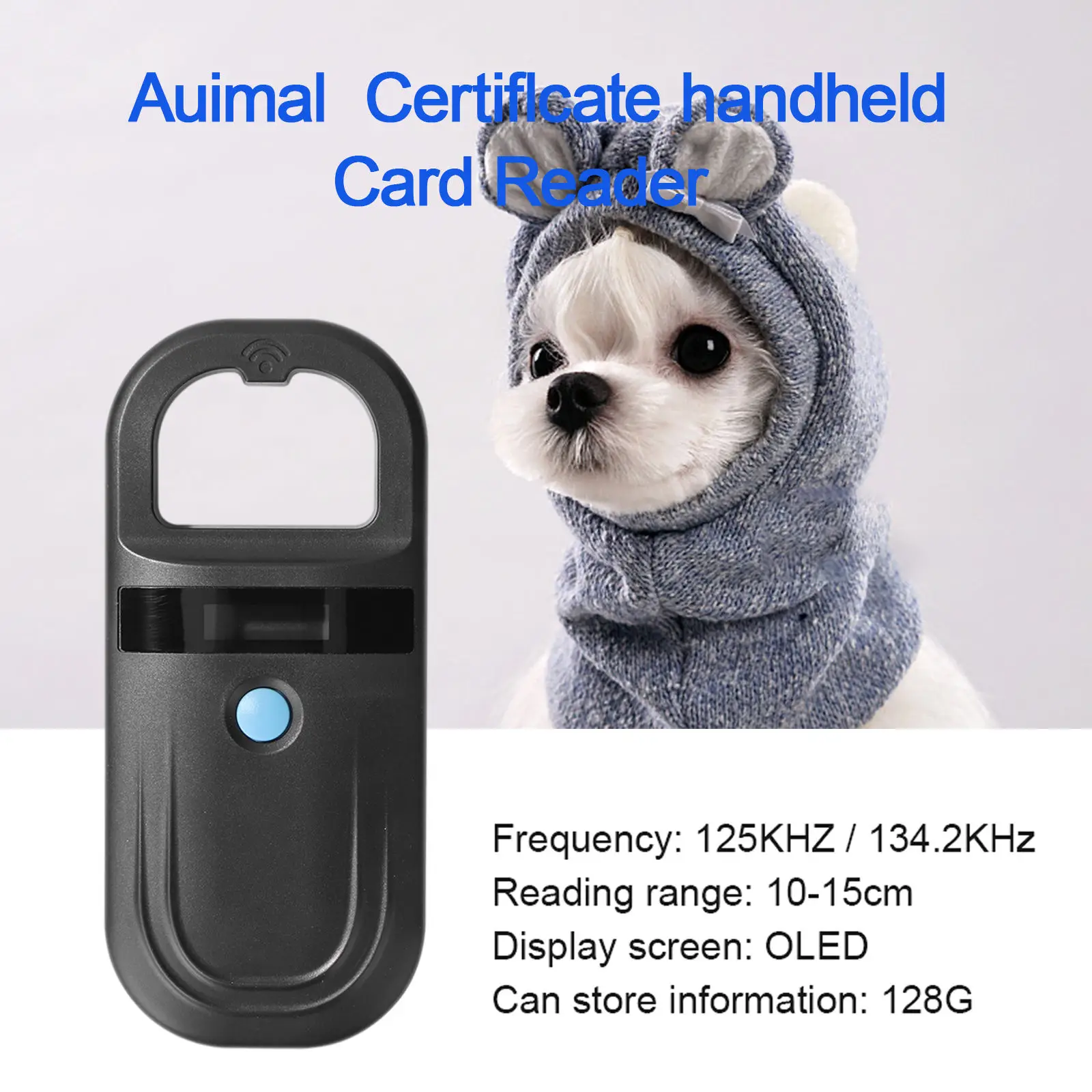 Handheld Pet Scanner 134.2KHz Information Storage RFID Fdx-B Portable Universal Pet ID Microchip Scanner for Dogs Horse Tracking