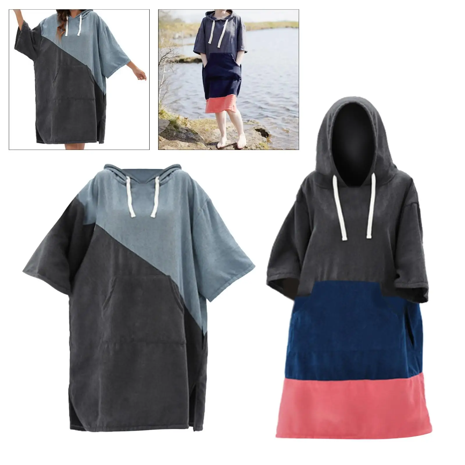 Microfiber Quick Dry Wetsuit Changing Robe Poncho towel With Hood for Swim Beach towel Lightweight Beach Surf Poncho