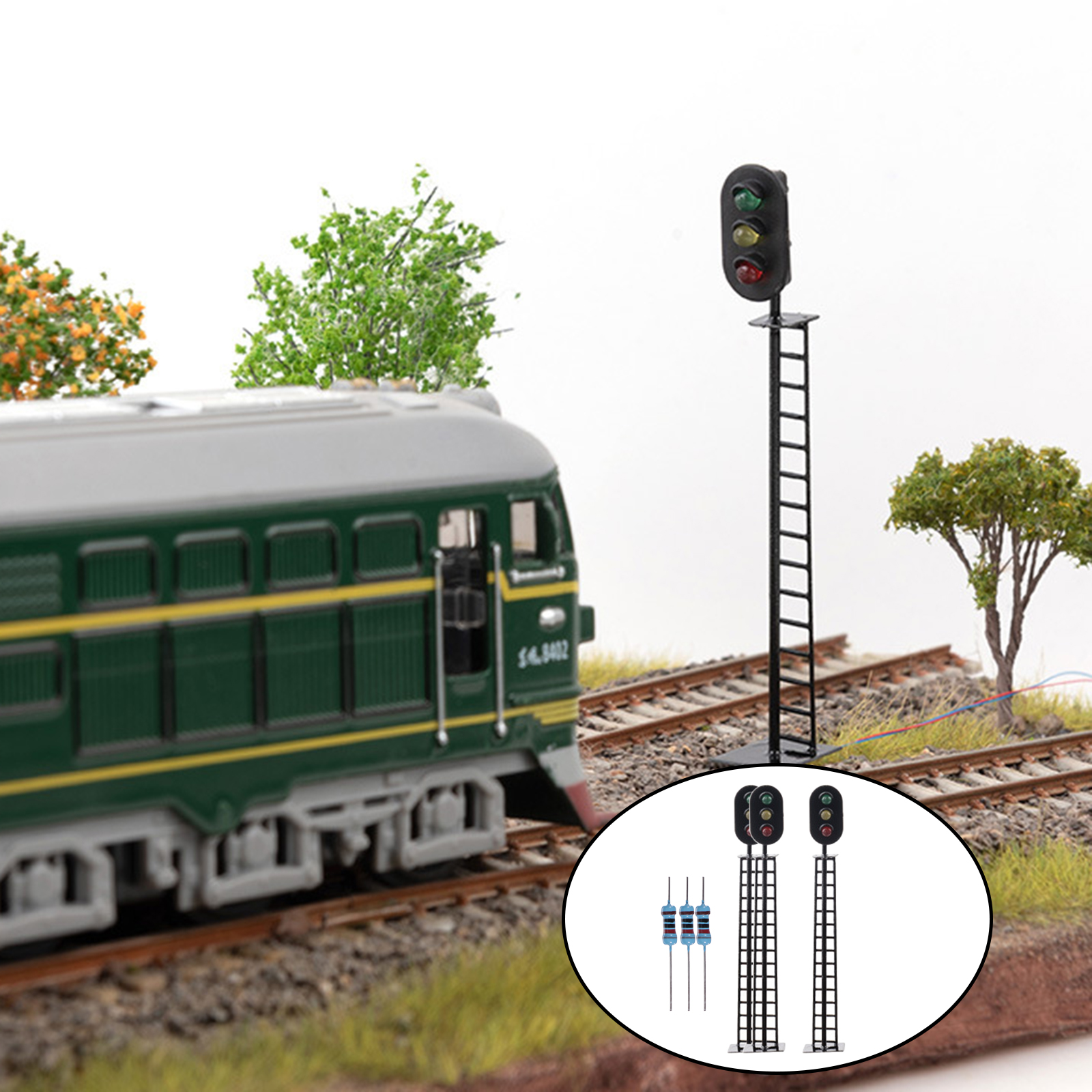 1:87 Traffic Light Lamp Miniature Model Train Railway Model Scenery Ornament