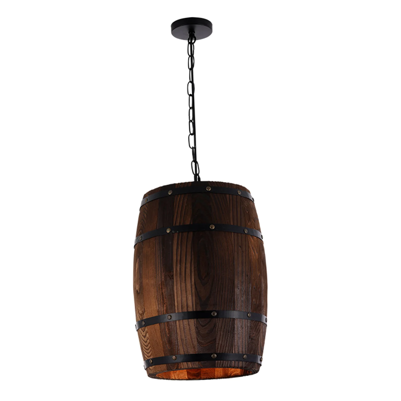 Industrial Wood Wine Barrel Hanging Fixture Bar Cafe Light Ceiling Pendant Lamp 