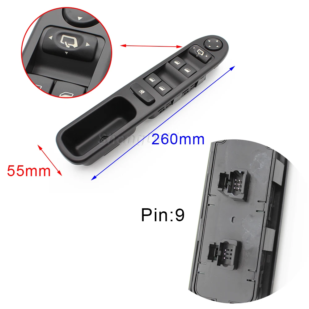 Power Window Switch Unit Keypad Button Black VL for Peugeot 307 807 E