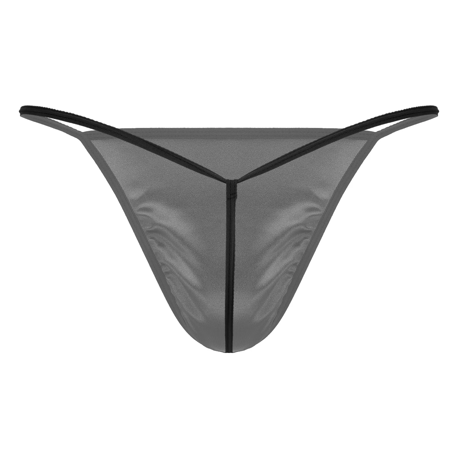 Sexy Mens Open Butt T-back Underpants Satin Bulge Pouch Sissy Panties Lingerie G-string Thongs Solid Color Low Waist Underwear white knee high stockings