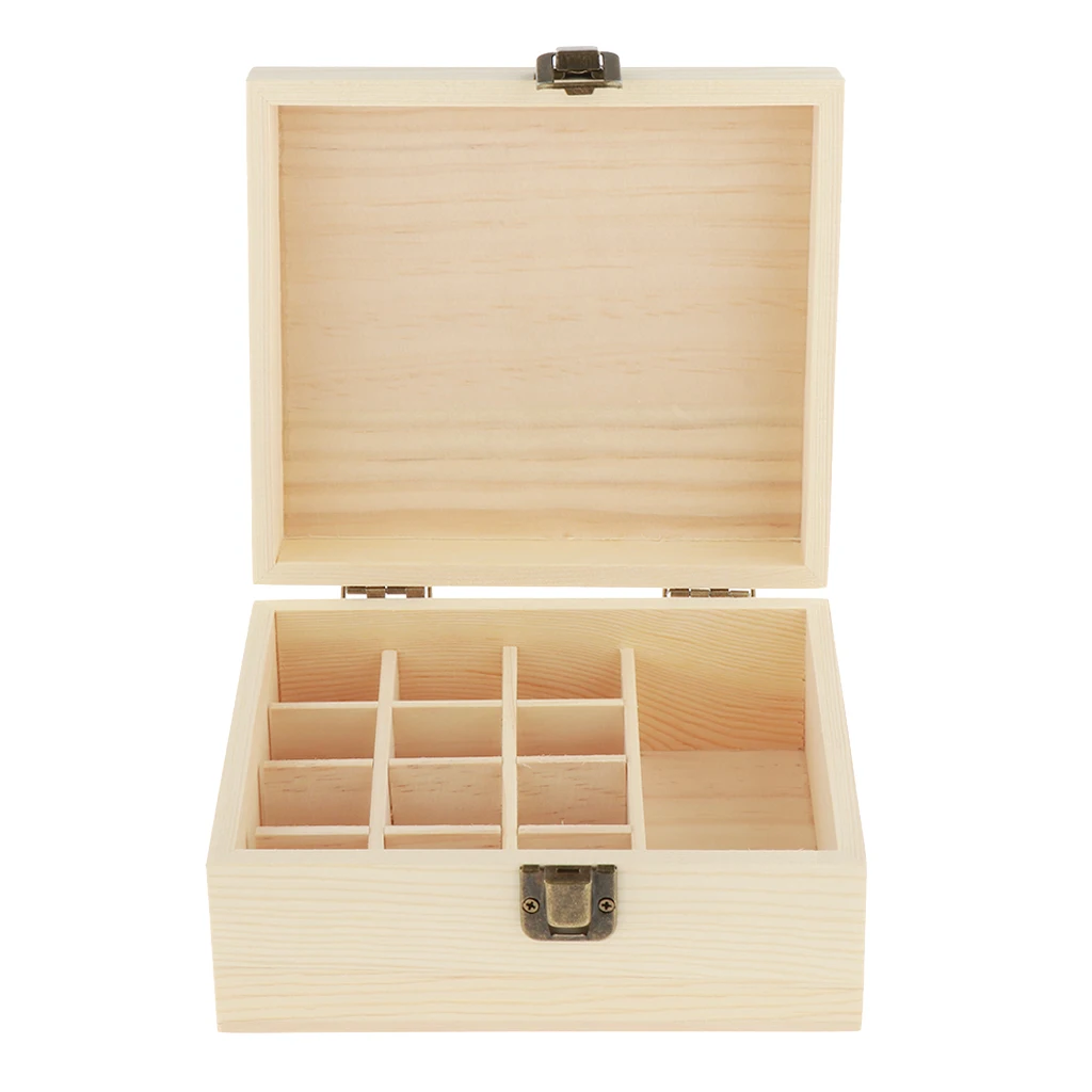 12 Slots Essential Oil Aroma Wooden Box Storage Case Holds 12pcs 15ml Bottle
