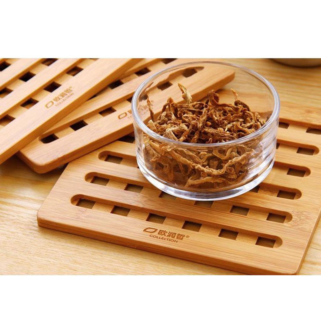 3pcs Natural Bamboo Trivet Mat Pads for Hot Pot Dishes Heat Resistant Square