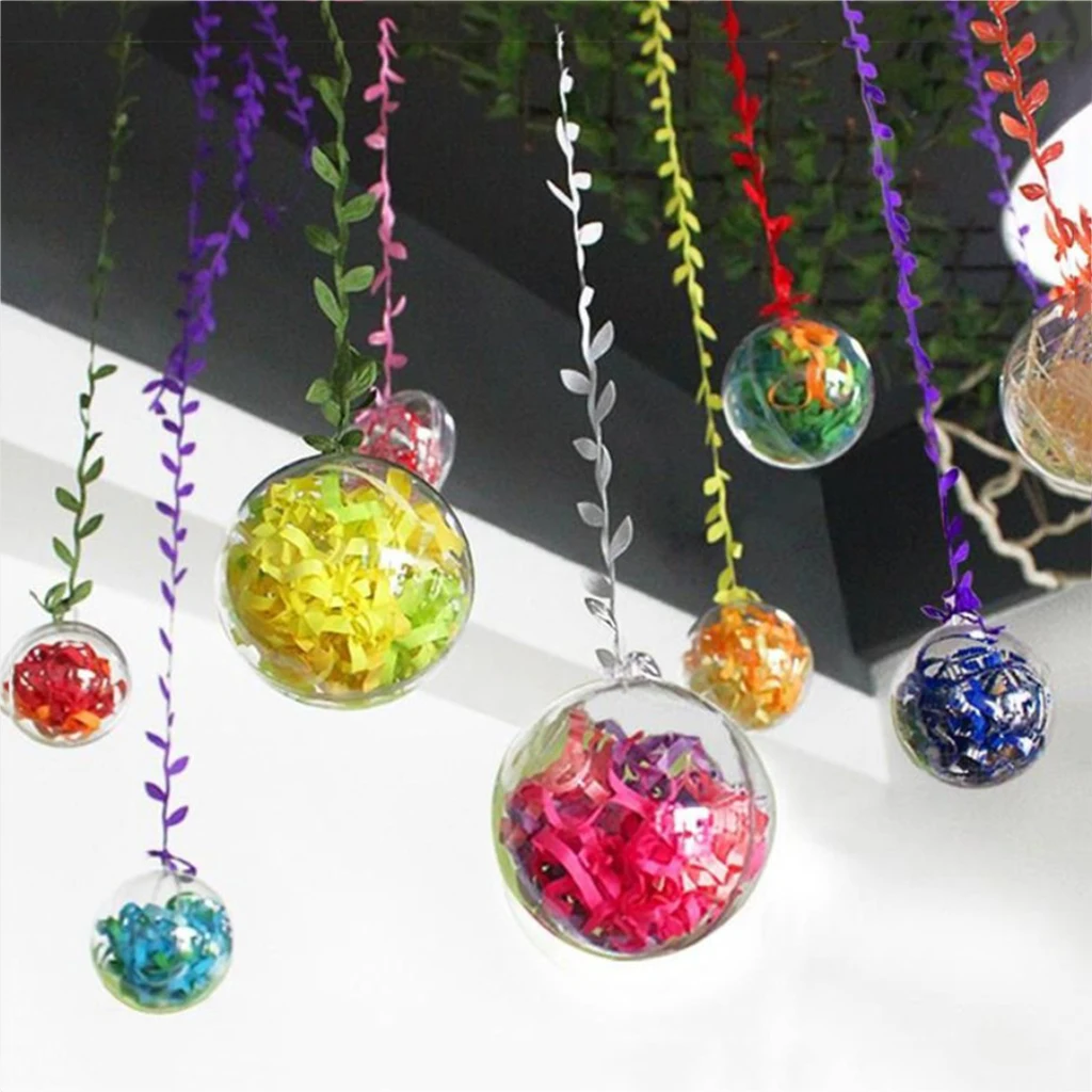 10pcs Clear Plastic Balls Fillable Ball Ornament Christmas Transparent Sphere Christmas Baubles Candy Box Crafts, 3 4 5 6cm