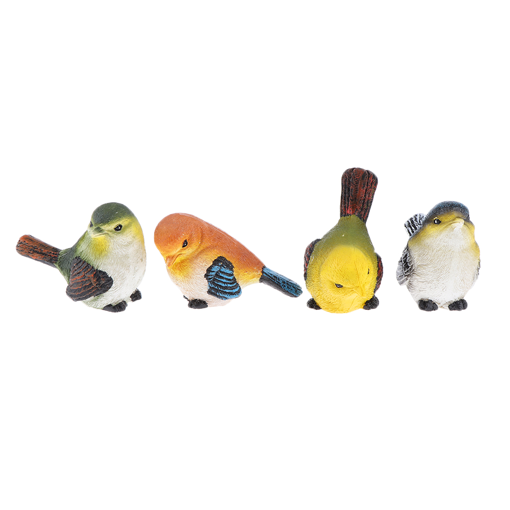 4pcs Highly Detailed Little Bird Perched Home Decoration Ornament Bird Cute