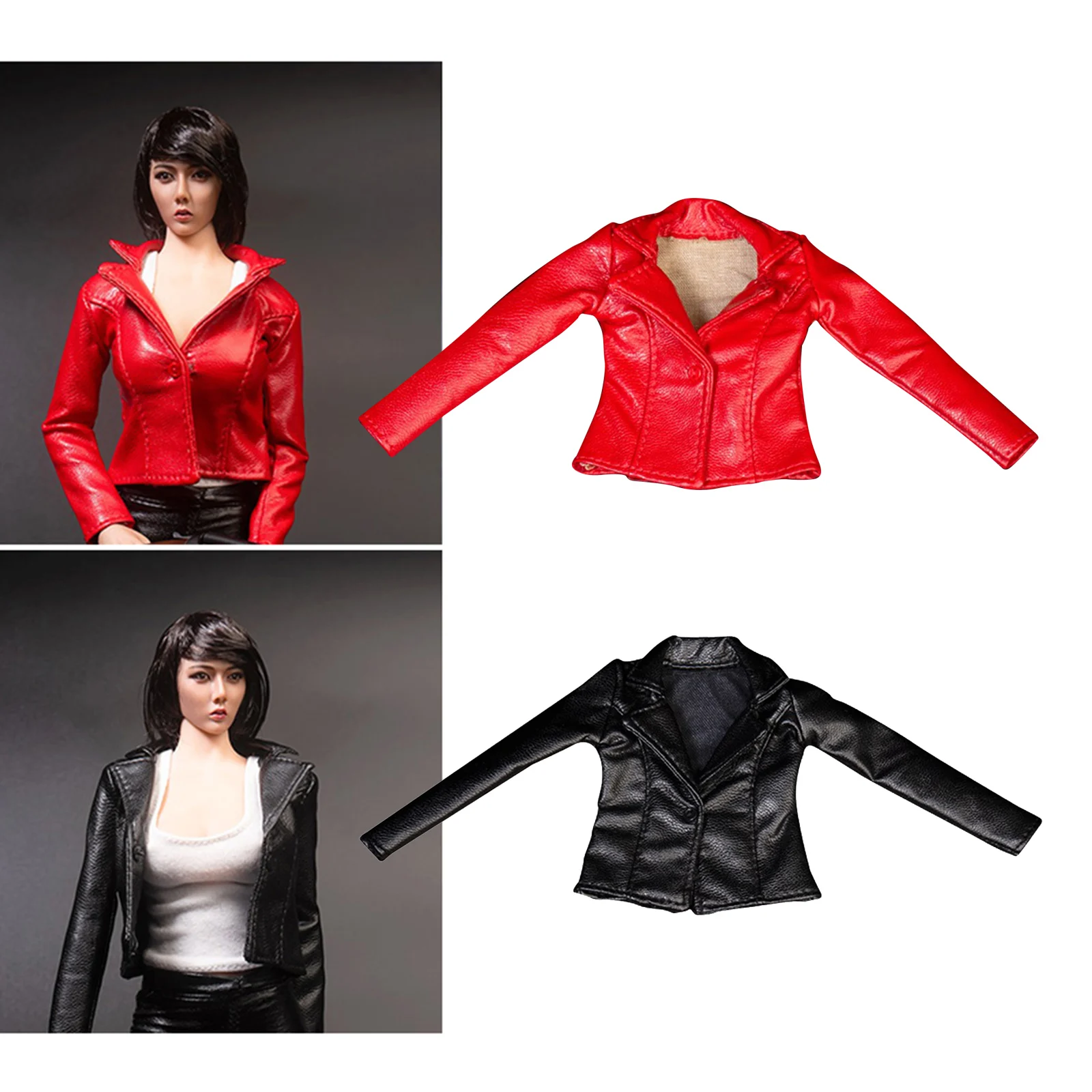 1:6 Scale Handmade Shorts PU Leather Jacket Coat for HT Female Figure Doll