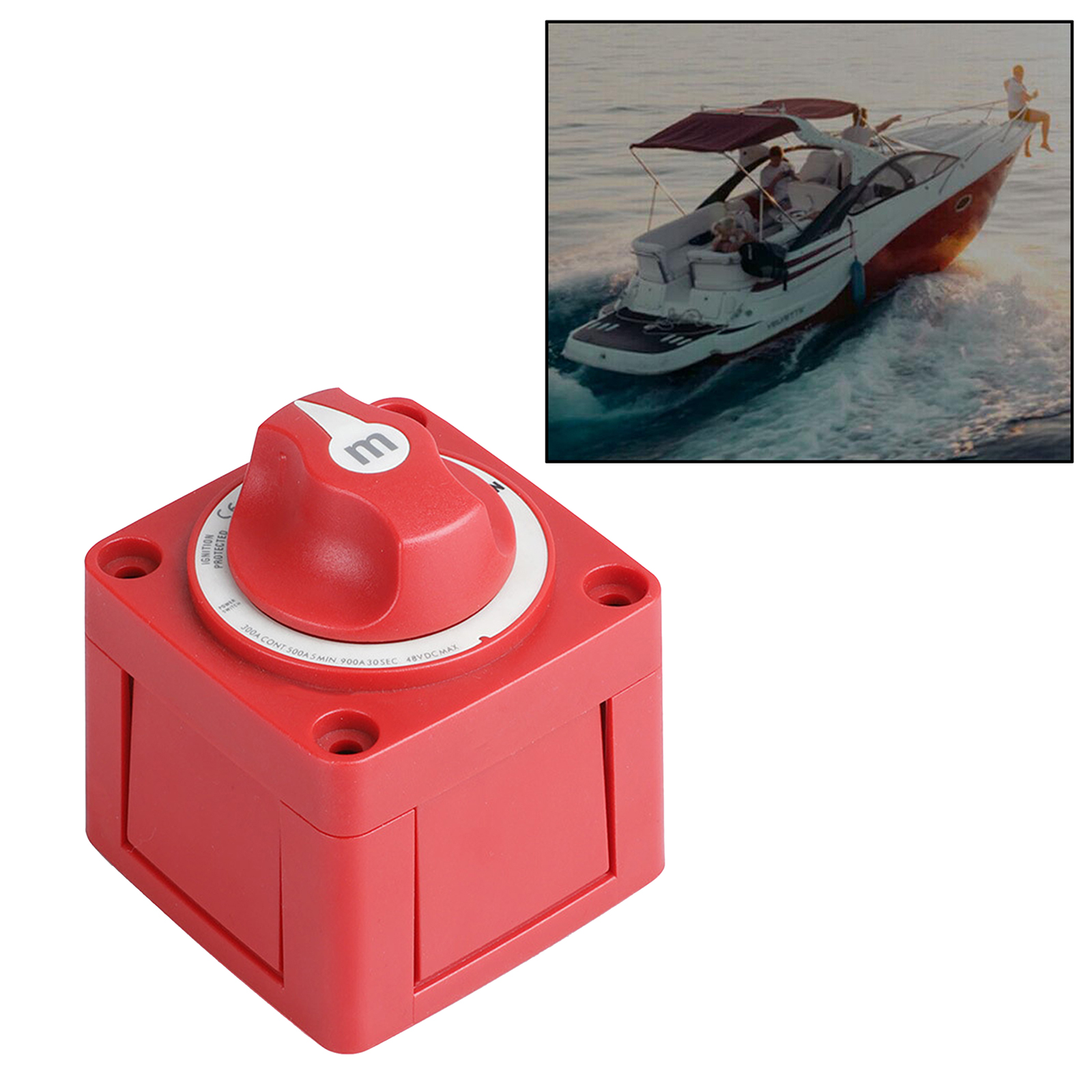 6006 Marine Electrical Battery Switch M SERIES On/Off W/Knob 4 Position -Red