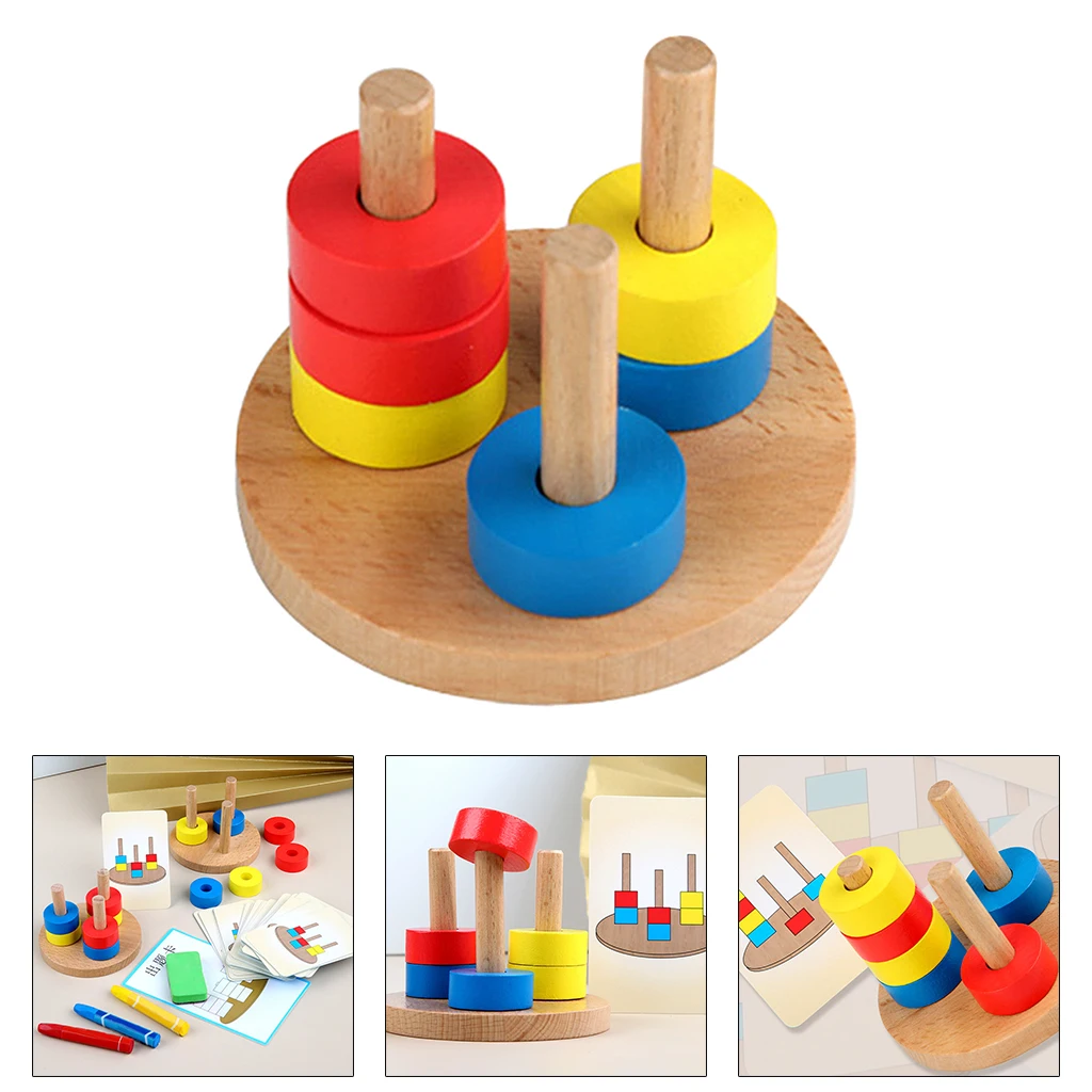 Wooden Stacking Toy Toddlers Montessori Stacker Early Educational Puzzles