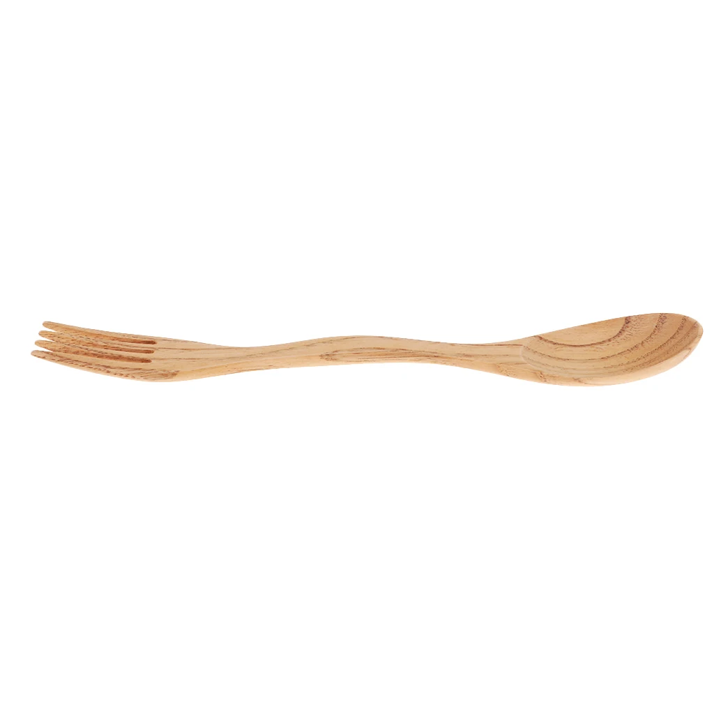 Wood Cutlery Spork Fork Spoon Backpacking Cutlery 2 in 1 Combo Utensils