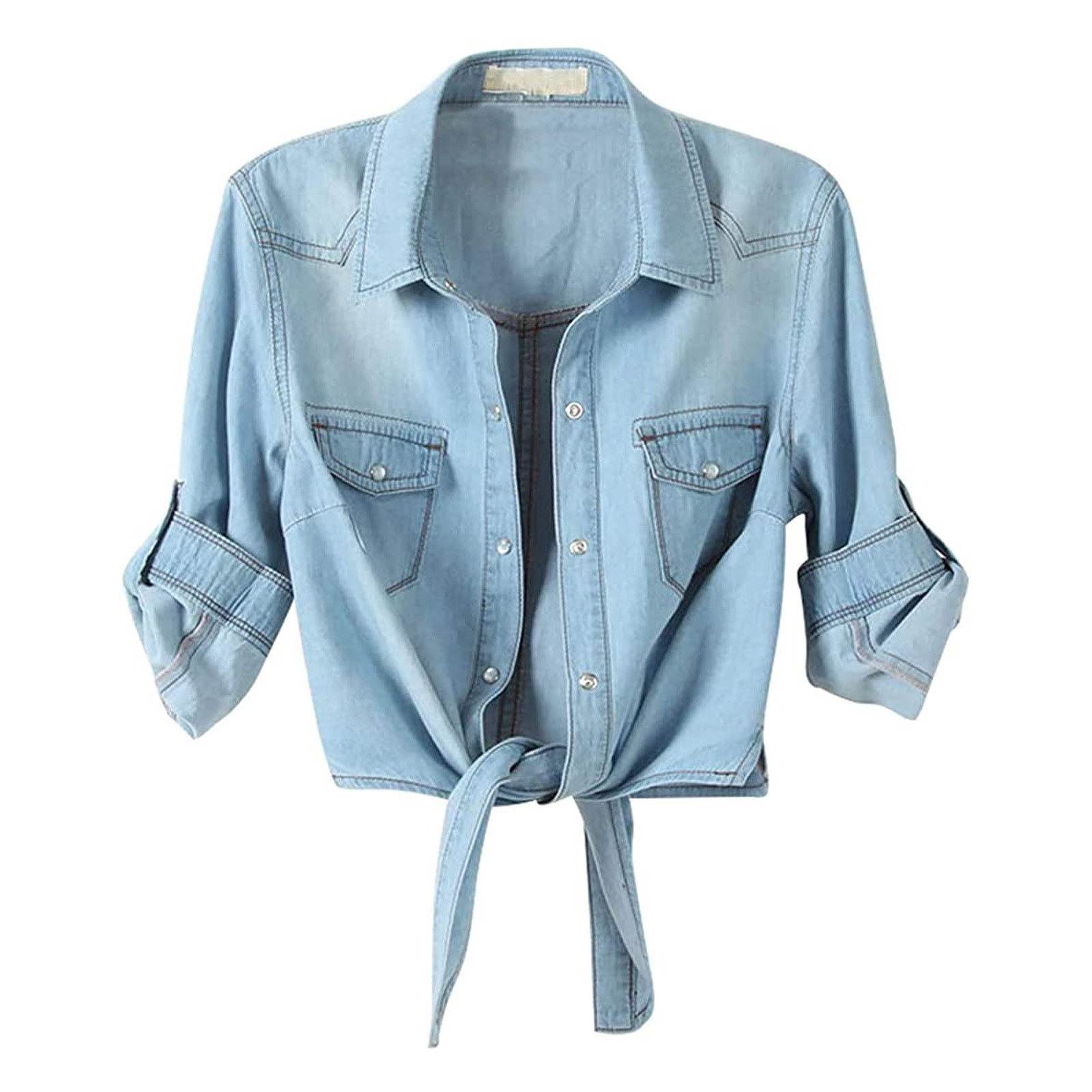 Denim Shirt Jacket Women's Casual Solid 