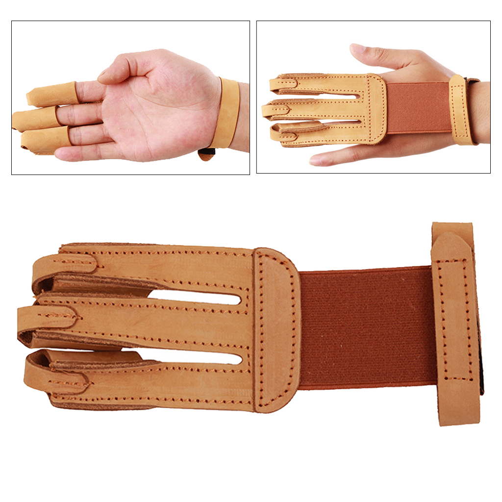Single Archery 3 Finger Glove Men Women Leather Finger Guard Protector