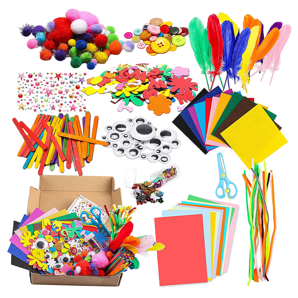 DIY Craft Toy Sticks Plush Stick Pom Poms for Toddlers Age 4 5 6 7 8 9