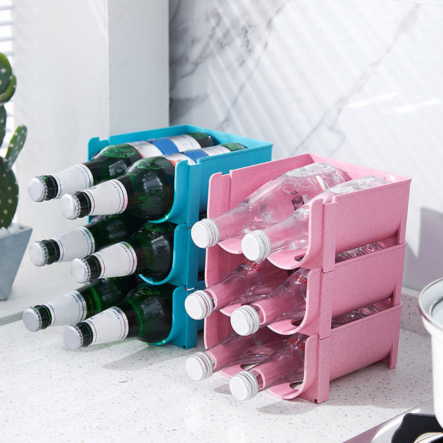 ZHAOMIMI Bottiglia d'acqua Organizzatore, 2 Livello 6 Contenitori  Impilabile Portabottiglie d'acqua, Plastica Bottiglia di vino Rack di  stoccaggio per Gabinetto, Frigorifero, Cucina Controsoffitti : :  Casa e cucina