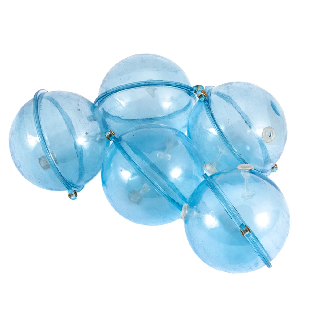 5pcs Fishing Float ABS Plastic Balls Water Ball Bubble Floats Clear Round Fishing Bobber Buoy Airlock Strike Indicators Blue