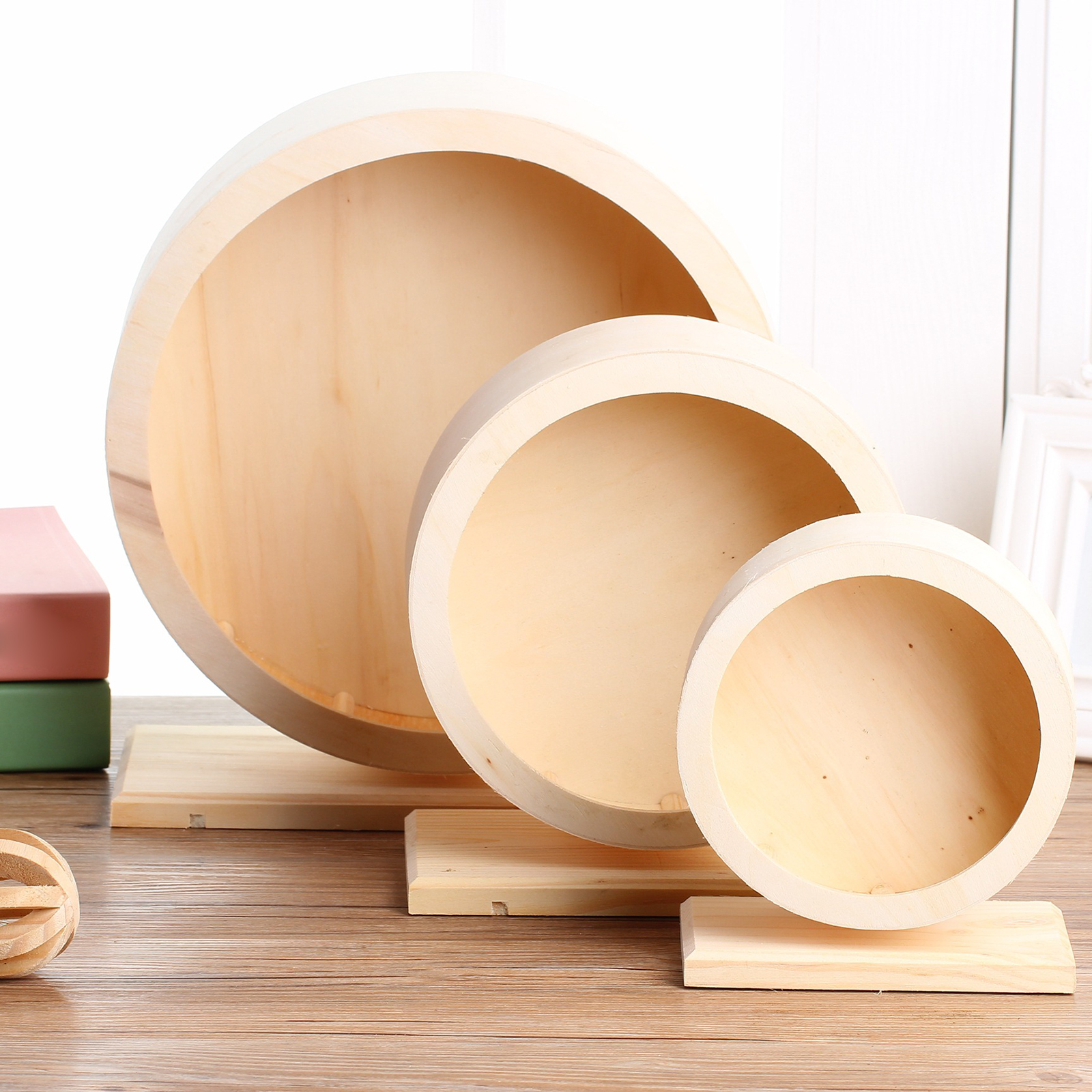 Wooden Hamster Running Spinner Exercise Wheel Rat Gerbil Small Pet Toy