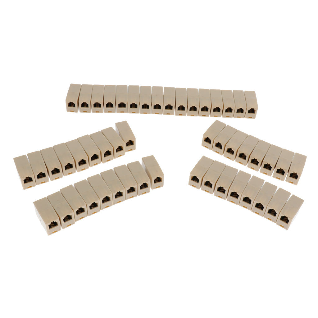  6-Pin Modular Straight-Through Inline Coupler for Phone Cable (50 Pack)