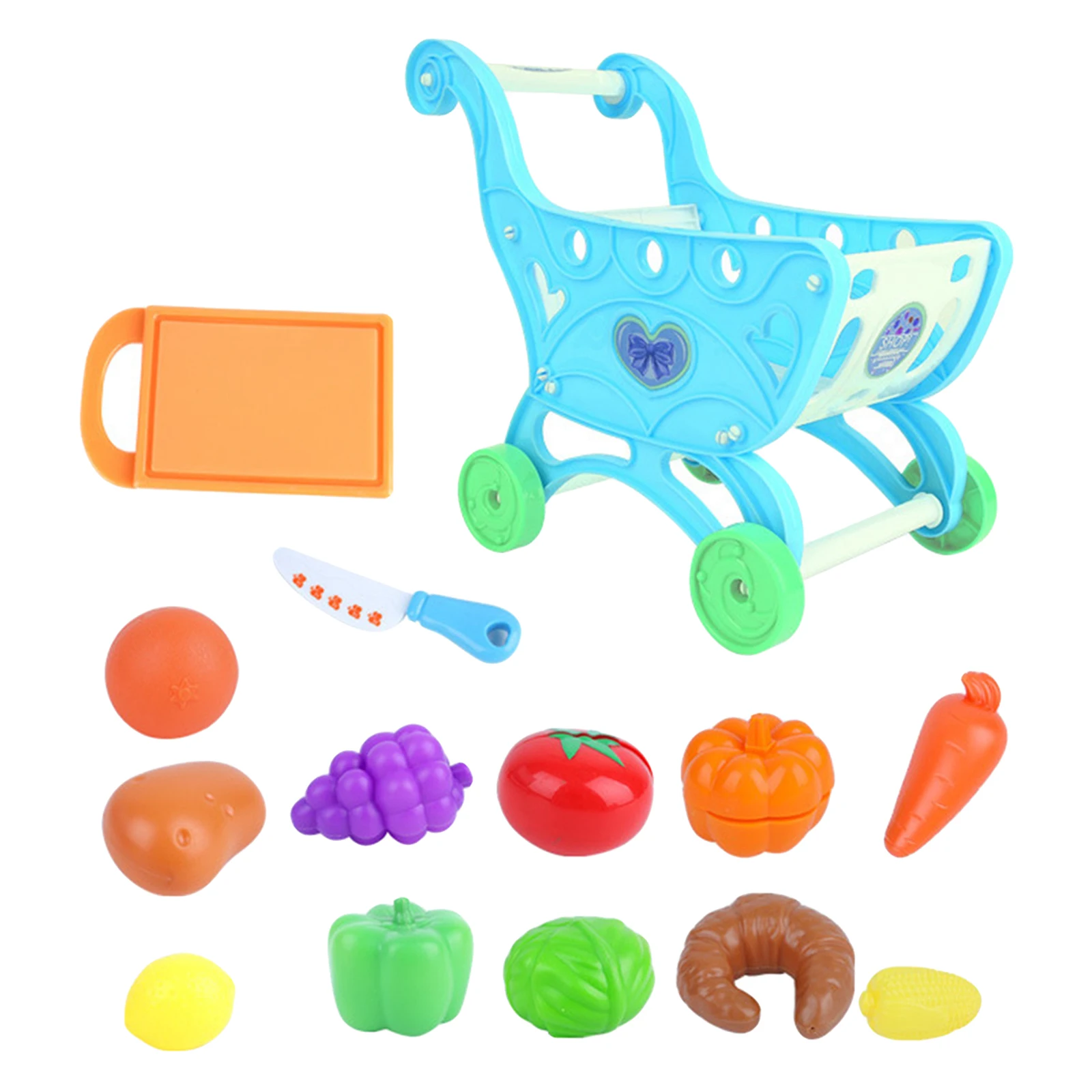14Pcs/Set Shopping Trolley Cart Supermarket Trolley Toys Creative Imaginative Play Pretend Play Toy