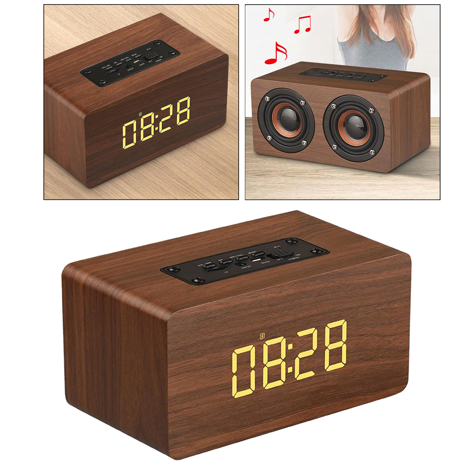 Wireless Portable Bluetooth Soundbar Audio Player Made of Wood for SmartPhone Speakers in The Home Office