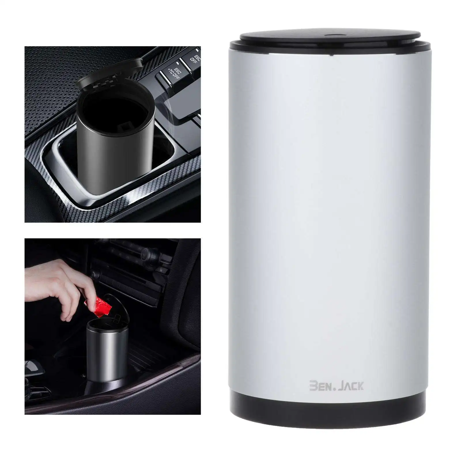 300ml Car Trash Bin Garbage Can Alloy Auto Interior Organizer Storage Bin Car Garbage Storage Can