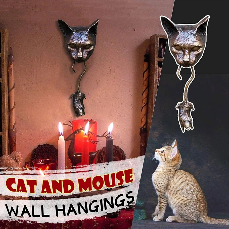 gato e mouse ornamentos decoração jardim ao ar livre escultura em casa