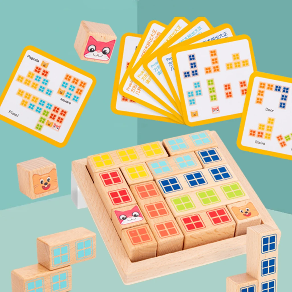 Wood Education Building Block Toy Intelligence Break Through Logic Game Preschool Puzzle Toy Gifts