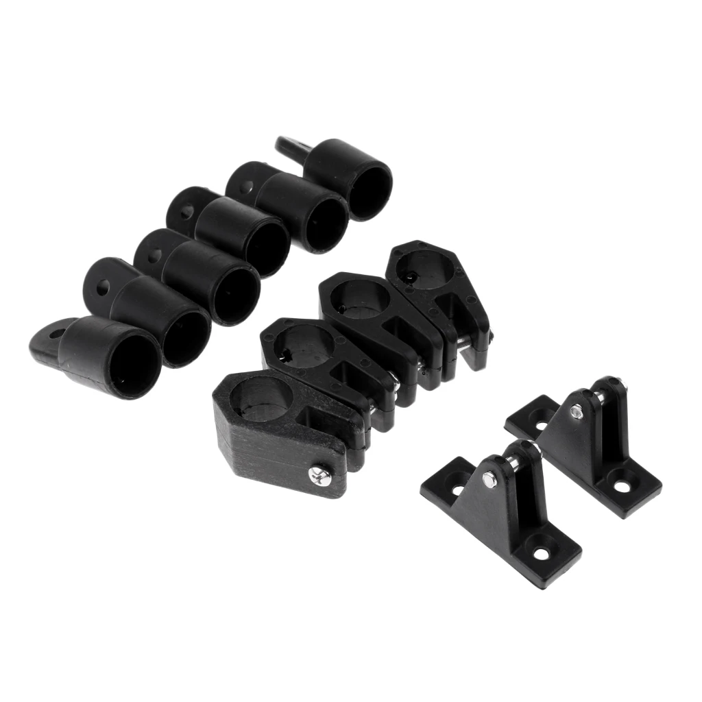 12pcs Set 7/8` Boat Bimini Top Nylon Fittings Includes 6pcs Eye End + 4pcs Jaw Slide + 2pcs Deck Hinge Nylon High Quality