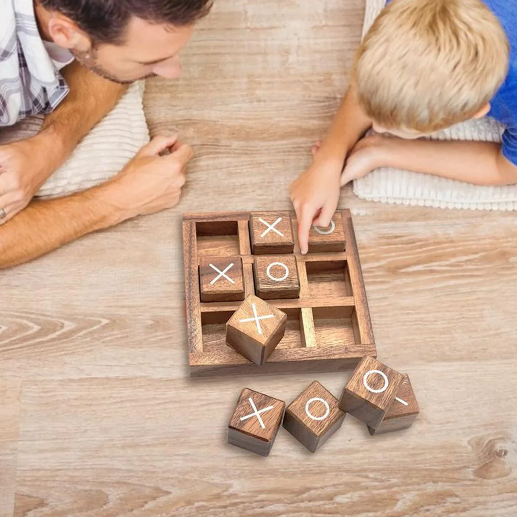 Wooden Tic Tac Toe Noughts and Crosses Educational Toys for Kids and Adult
