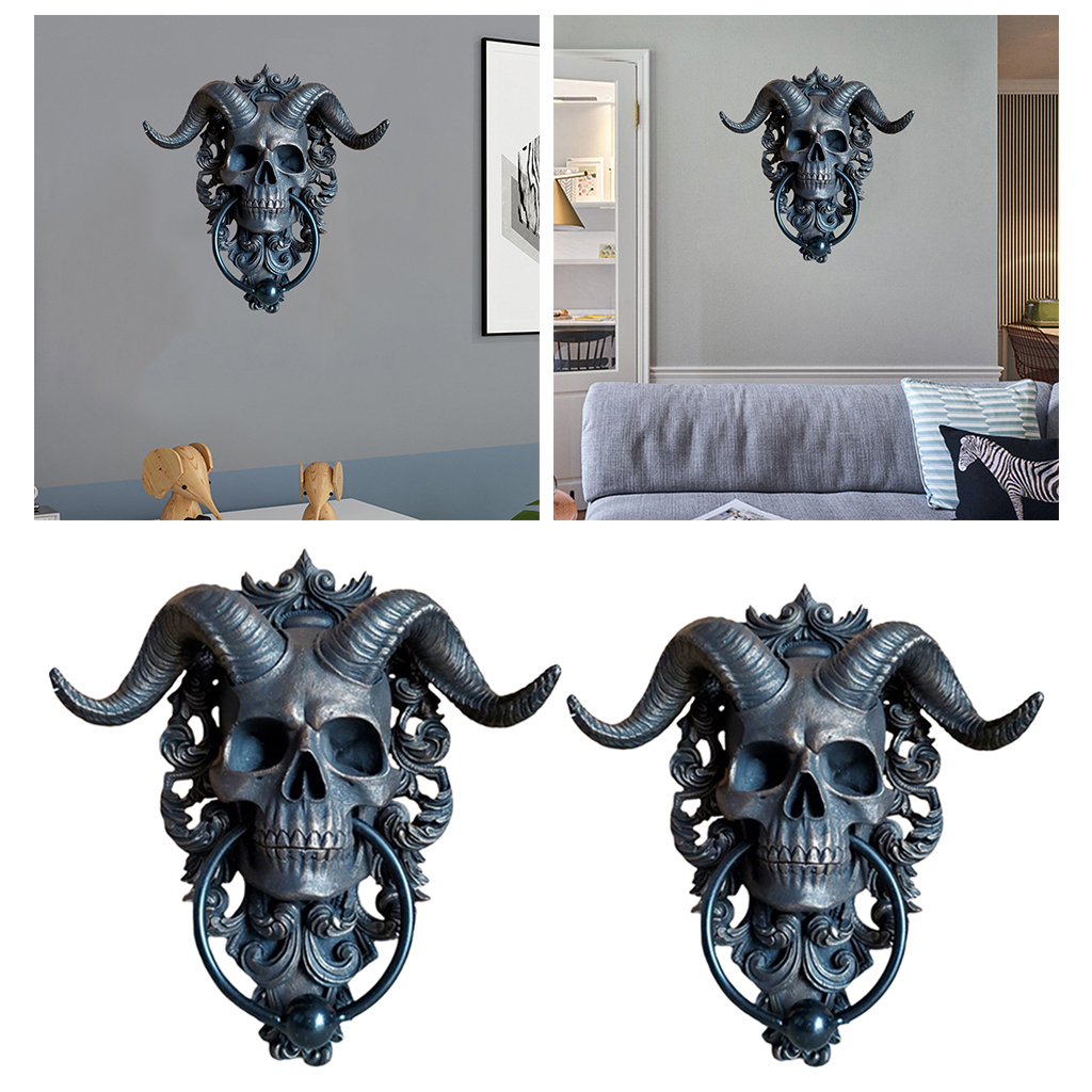 Satan Sheep Skull Head Wall Mounted Decor Resin Sculpture Ornament Crafts