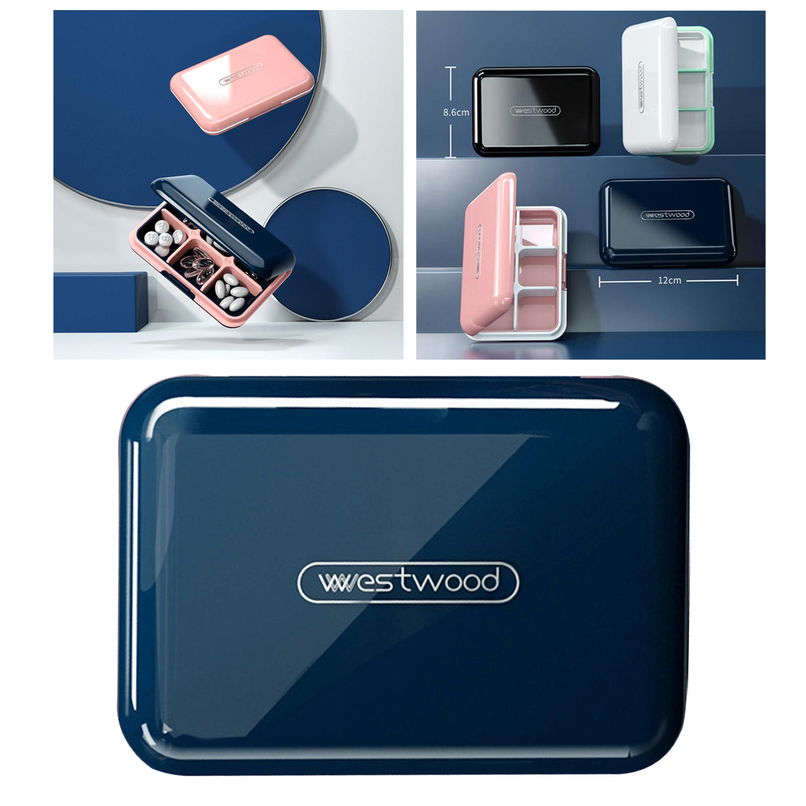 6 Grids Portable Pill Organizer Plastic Moisture Proof Dispenser Medicine Case for Medication Fish Oil Pills