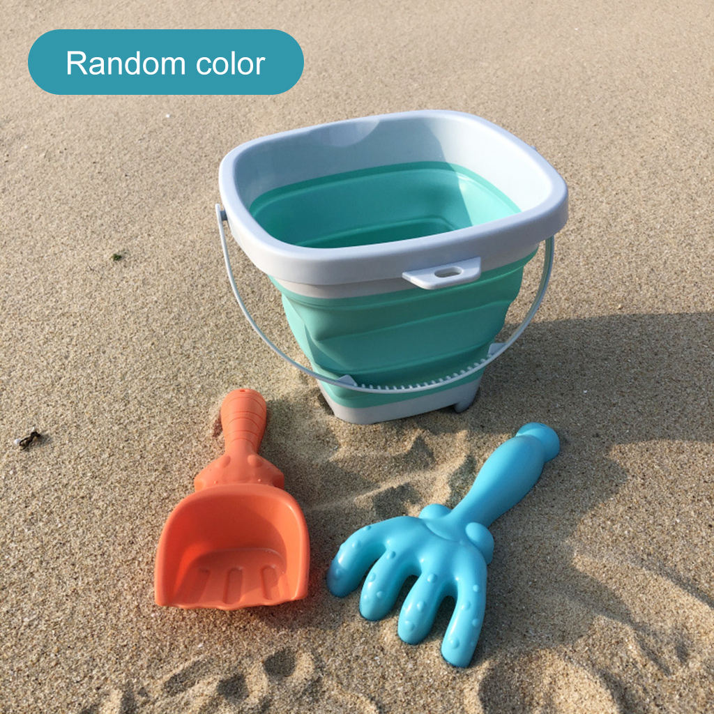 Ensemble Jouets De Plage Pliable - Seau + 3 Pelles + Sac Filet - Kit Sable Enfant Garçon Fille Été Vacances Plage