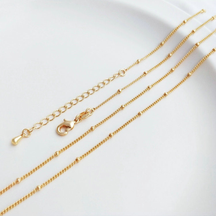 Länge 45CM Dicke 14K Gold Farbe Messing mit Karabiner Link Fertig Halskette Ketten – Detail 7