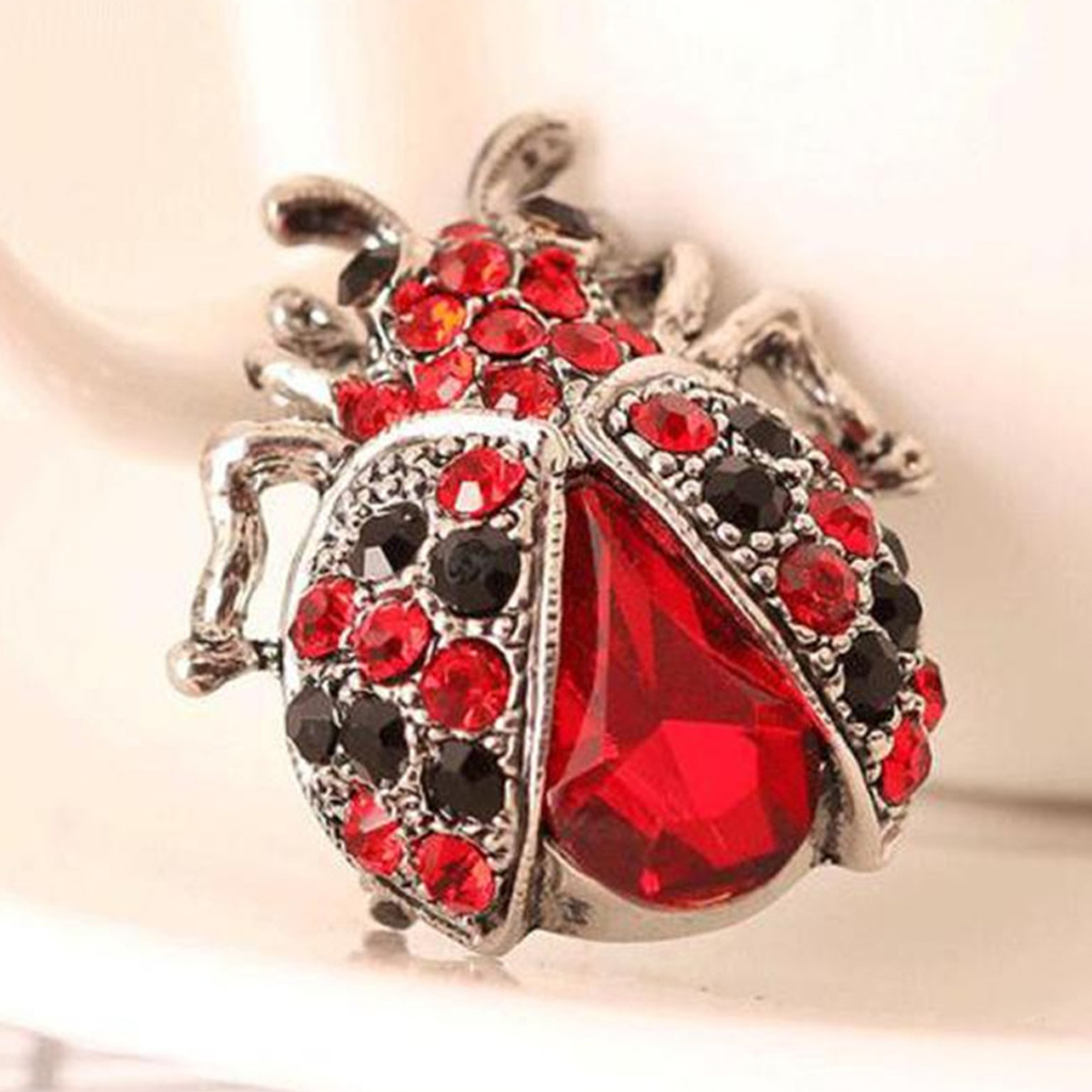 Vintage LadyBird Brooch  Pin Zinc Alloy Women Accessories Beetles Red