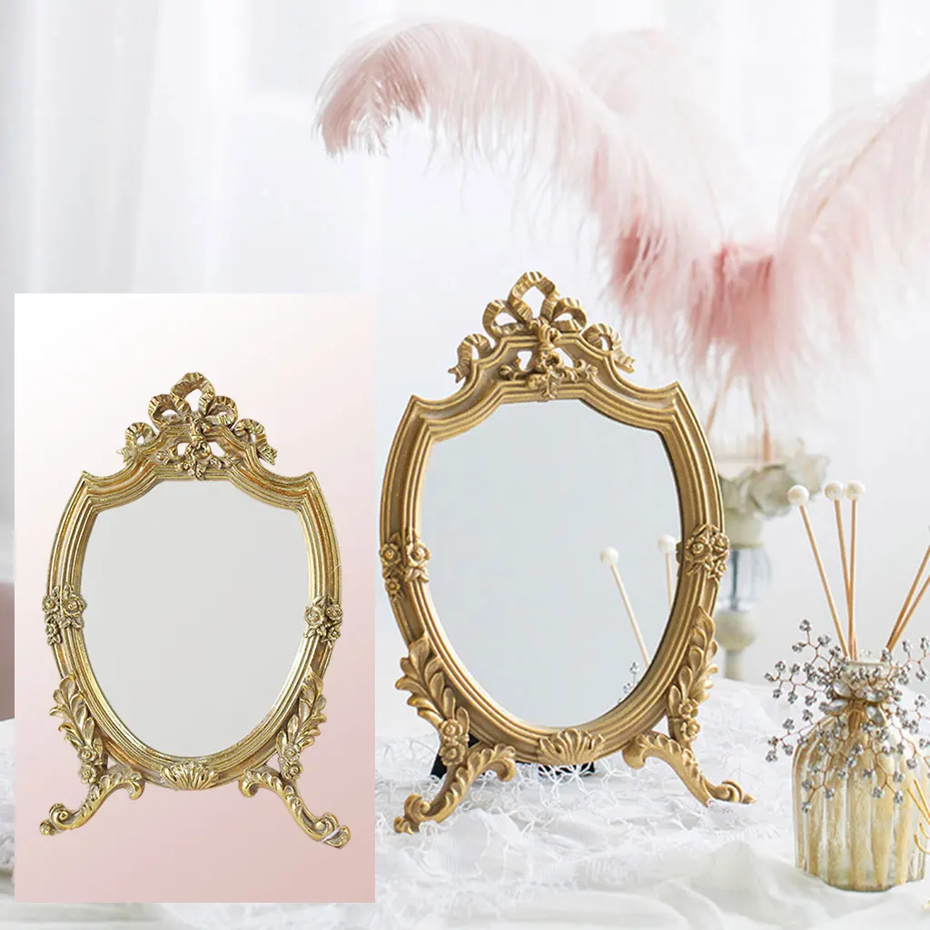 Vintage Mirror Exquisite Makeup Mirror Bathroom Wall Hanging Mirror Gifts For Woman Lady Decorative Mirror Home Decor Supplies
