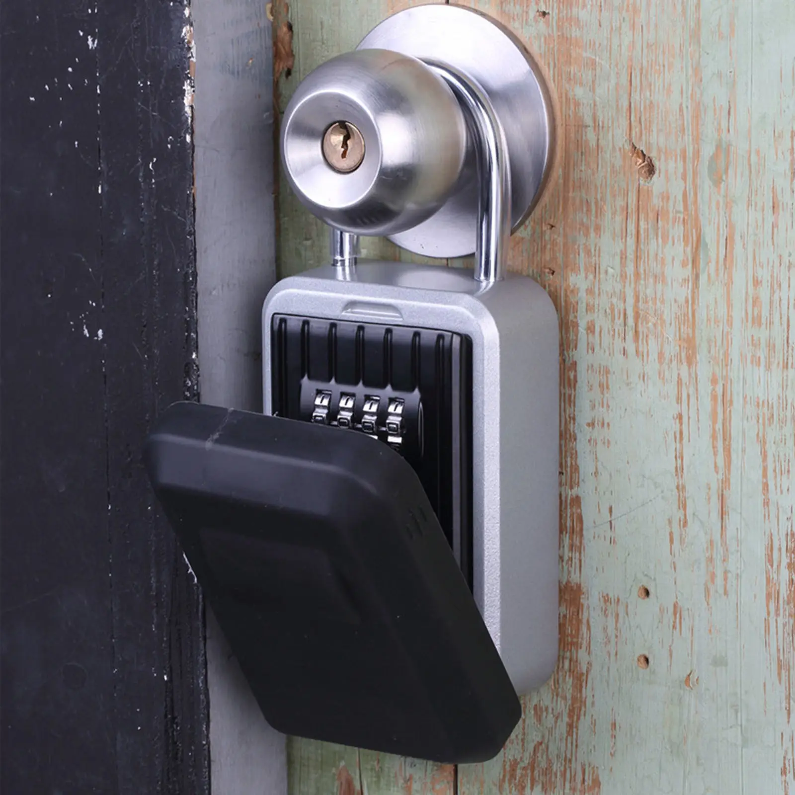 Wall Mounted Key Lock Box Portable 4-Digit Combination Weatherproof Large Capacity with Loop for Schools Indoor House Realtors