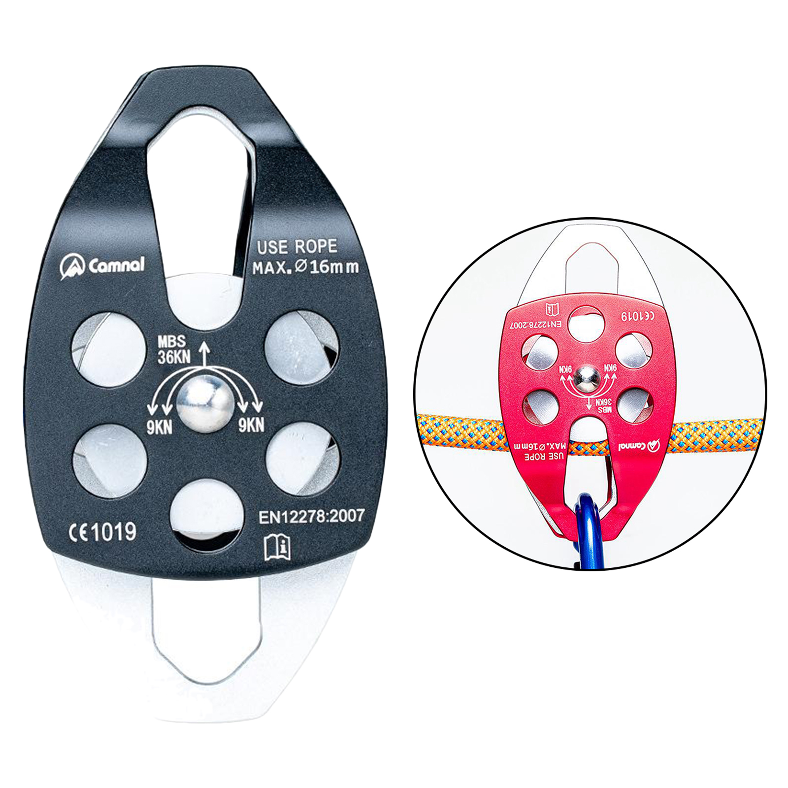 36KN Double Aluminum Ball Bearing Pulley Block for Rope Tackle System -By CE