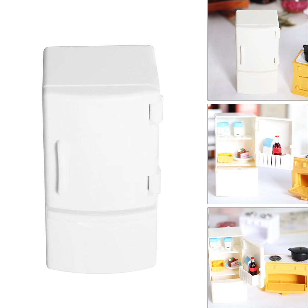 1:12 Scale Doll House Modern Miniature Plastic Kitchen Fridge Refrigerator Stove Burners Furniture Set for OB11 Dolls Decorative