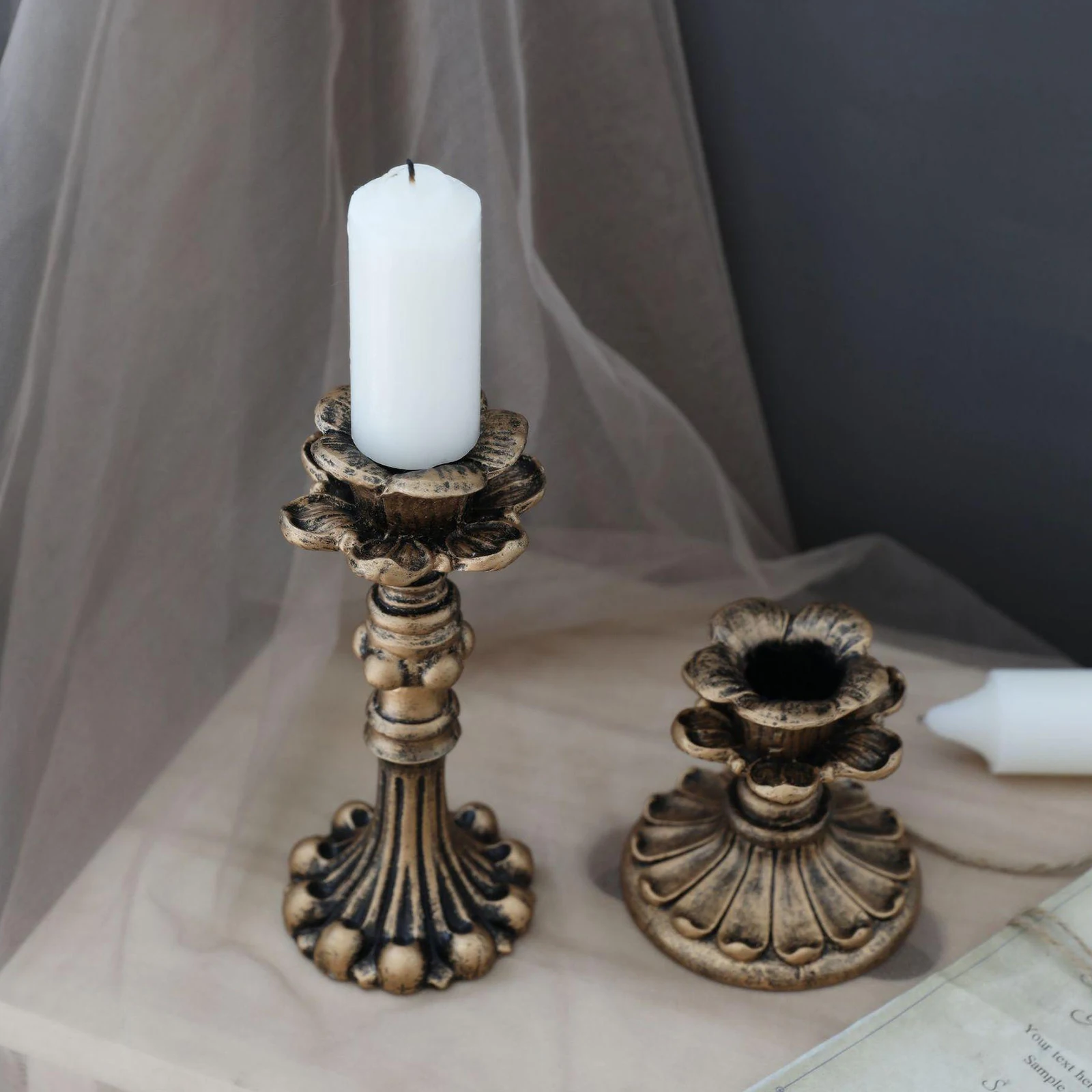Rustic Shabby Chic Pillar Candle Holder Candlestick for Church 8x8x8.5cm