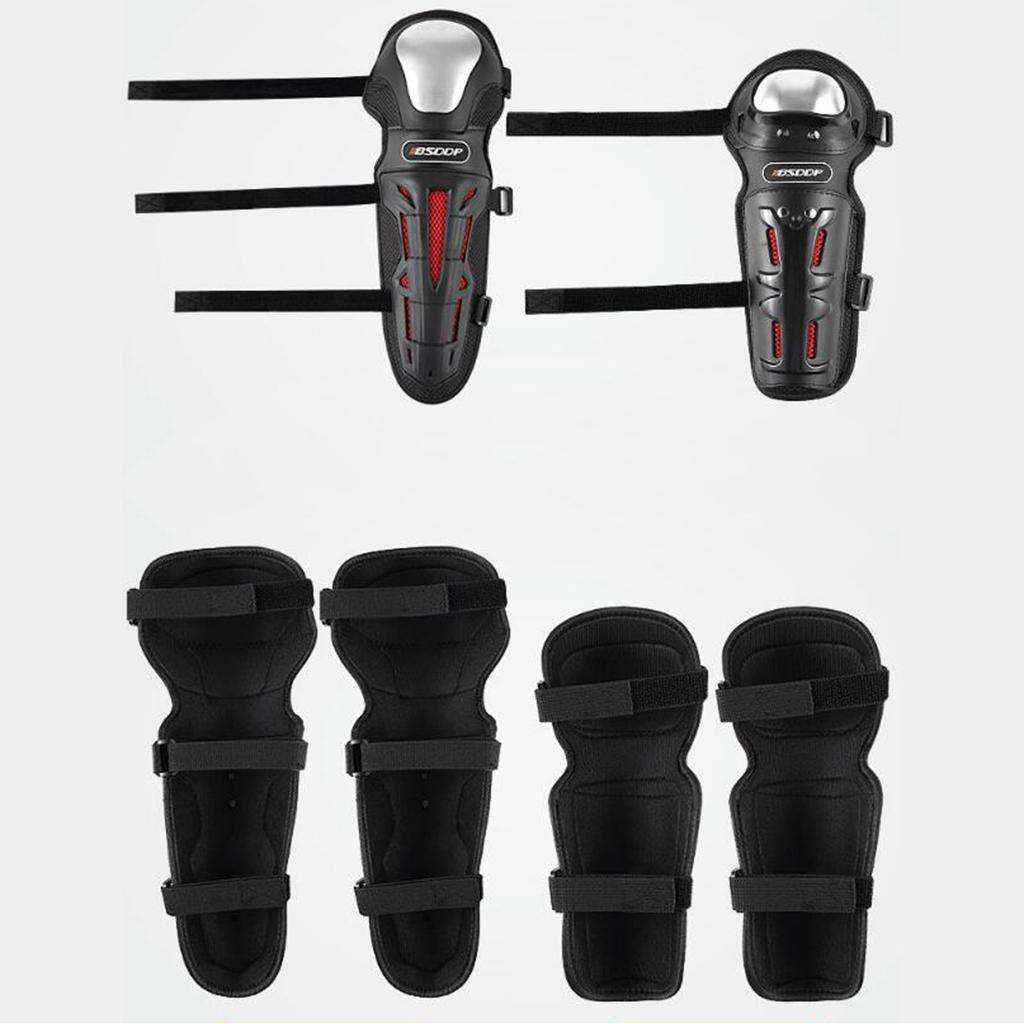 Unisex 4Pcs/Set Black Motorcycles Knee Elbow Pads Protection Motobikes Racing Knee Shin Guards Protective Gear for Adults