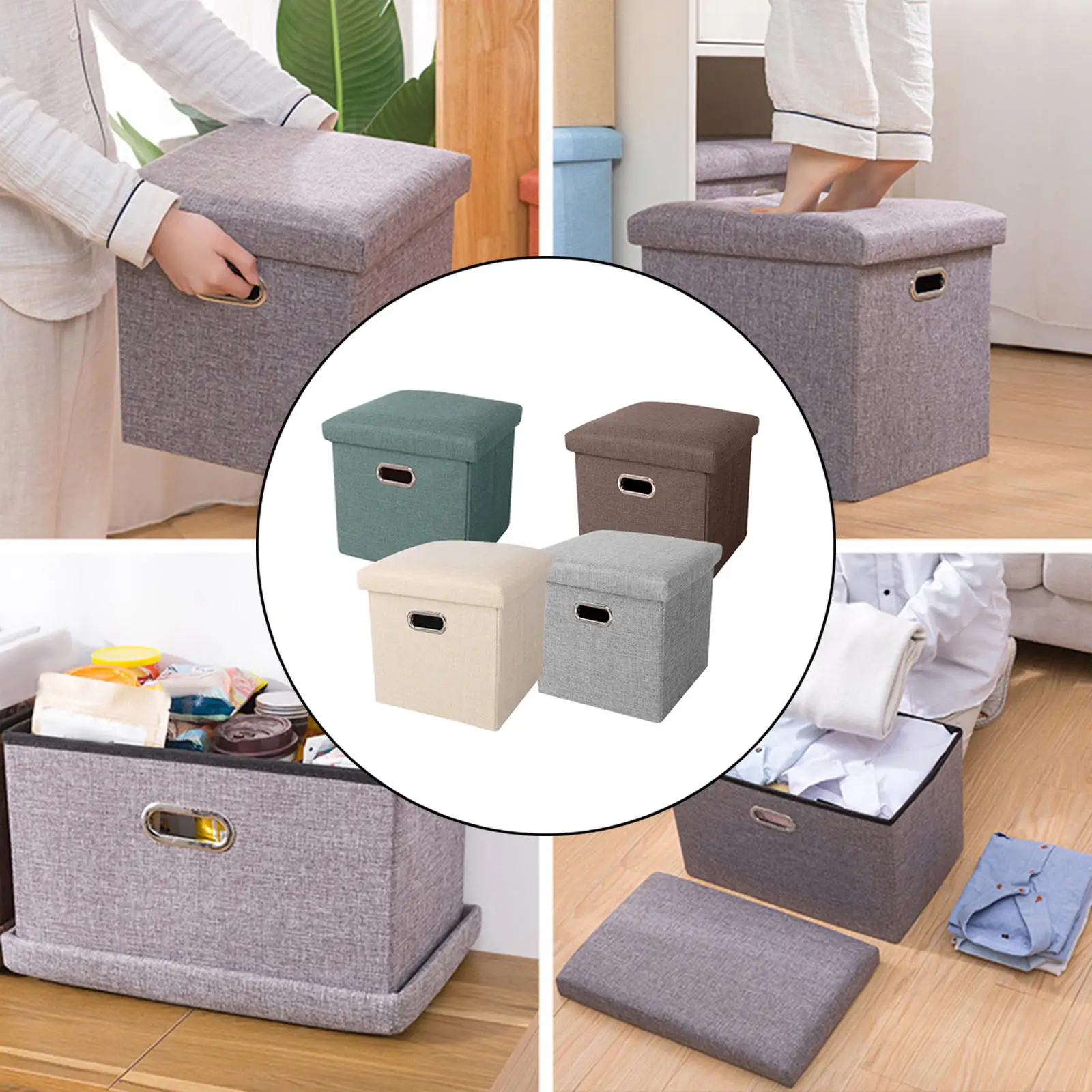 Foldable Storage Ottoman Foot Stool Bench Furniture Coffee Table for Bedroom Living Room Contemporary Kids Room