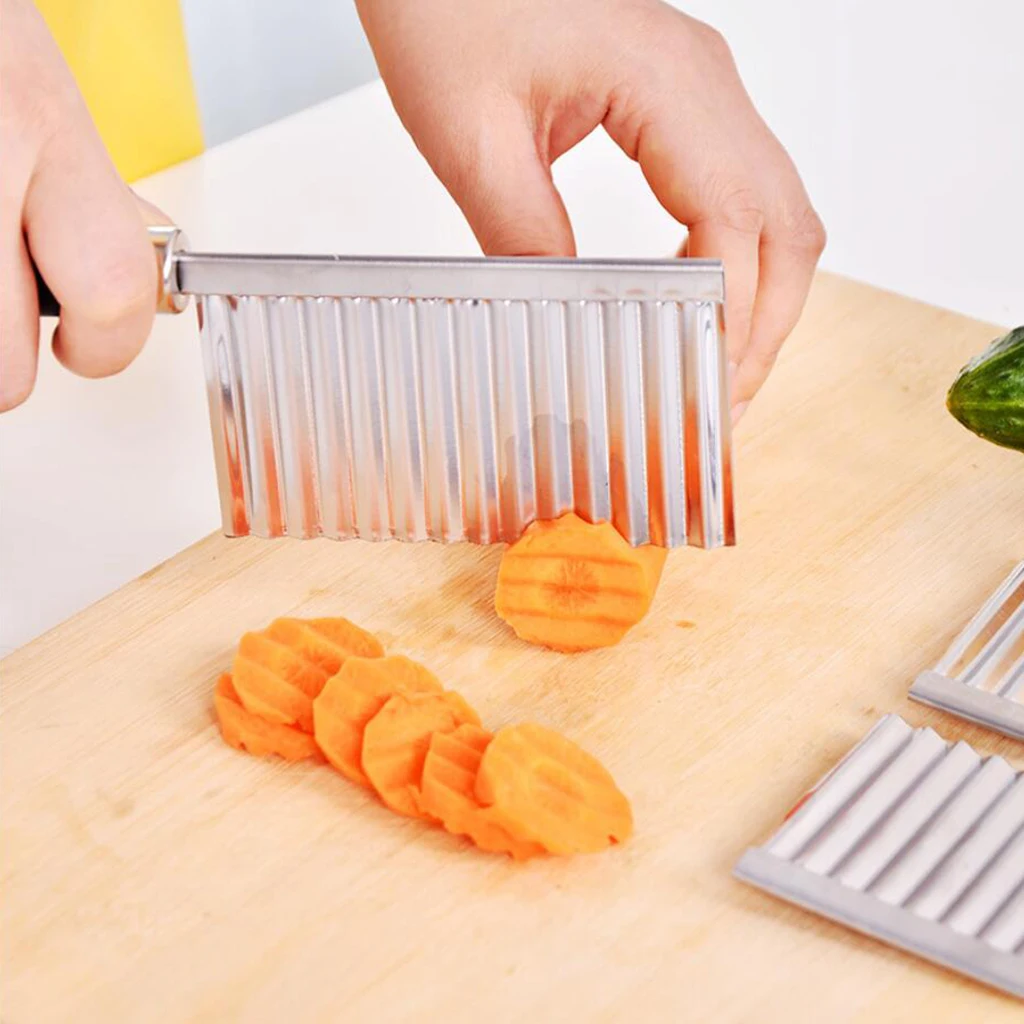 Crinkle Cutter for Veggies  Fruit Vegetable Wavy Chopper Knife Carrots Waffle Fry Kid Fruit Curious Chef Toddler 