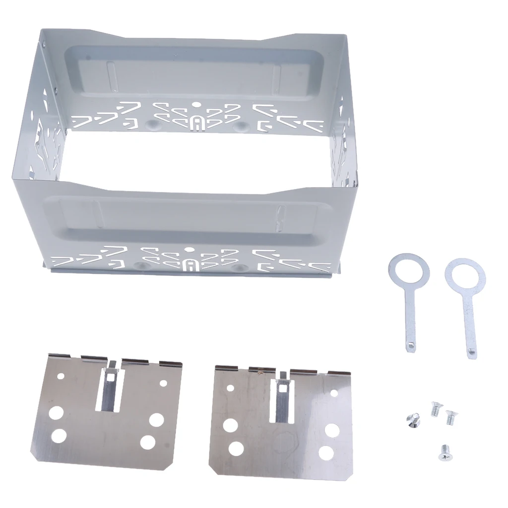 Car Stereo Audio Refitting Kits, ISO, 2DIN Installation, Metal Cage, With Brackets/Screws/Keys, 