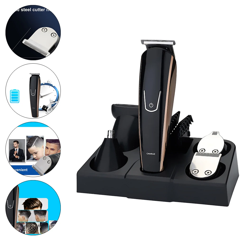 Hair Clipper Beard Trimmer, Beard Trimmer, Men`s Hair Trimmer, Nose Trimmer, Body Groomer Multi-Function USB (Black)