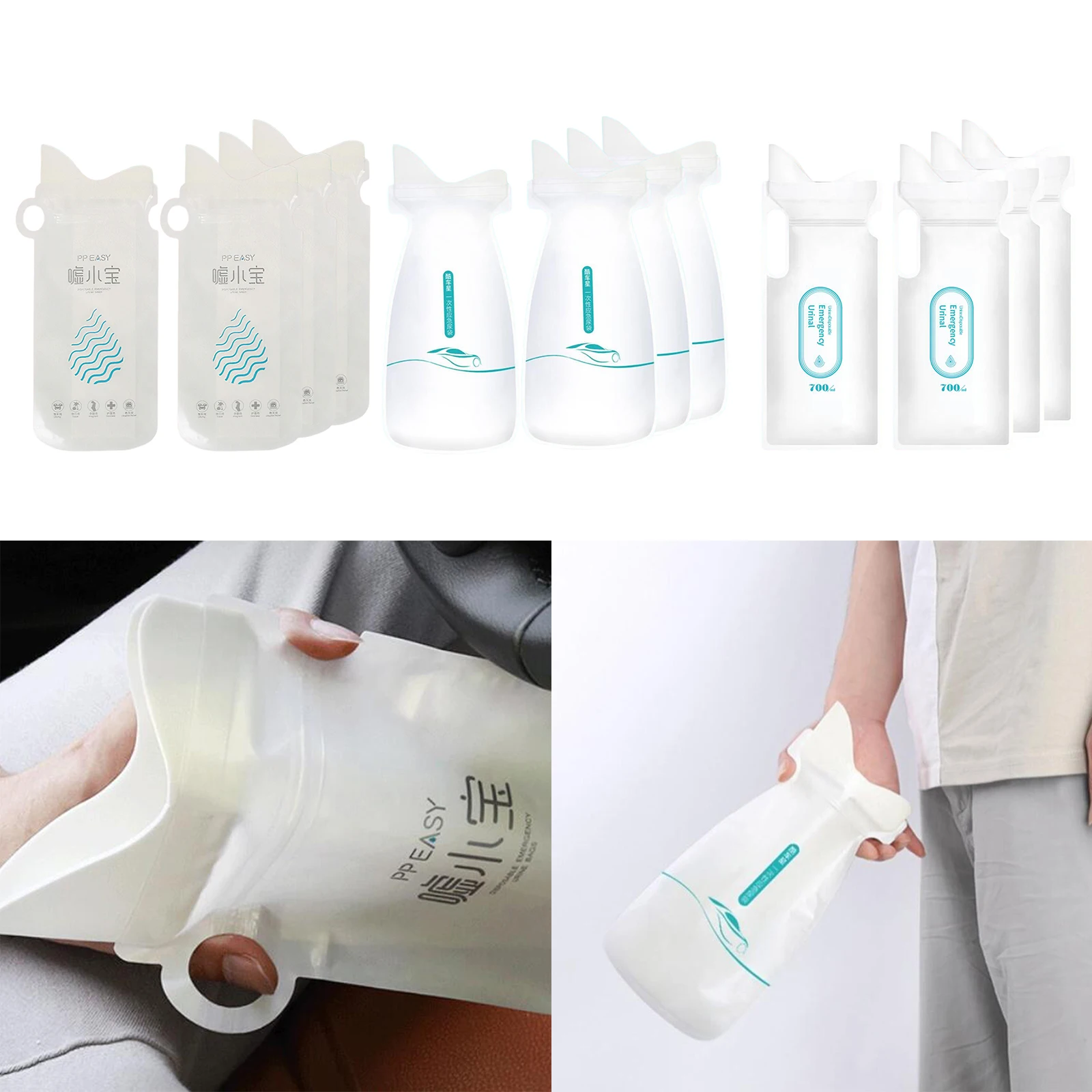 4x Unisex Disposable Urine Bags Women Men Camping Pee Bags Toilet Traffic Crowd for Adults Kids Outdoor Seasick Car Hiking