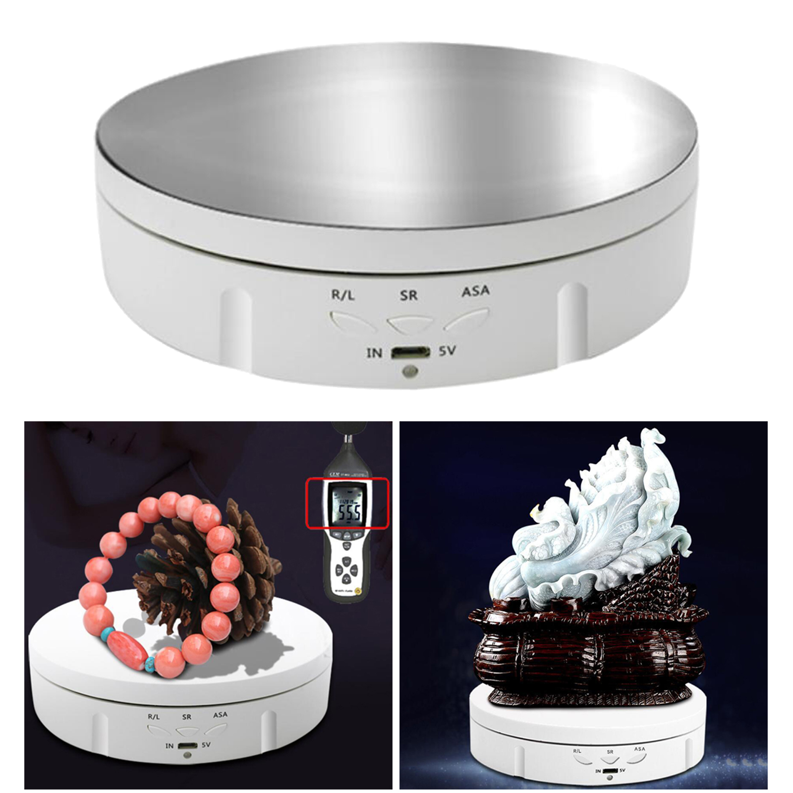 Electric 360° Rotating Display Stand Turntable Jewelry Model Toys Holder