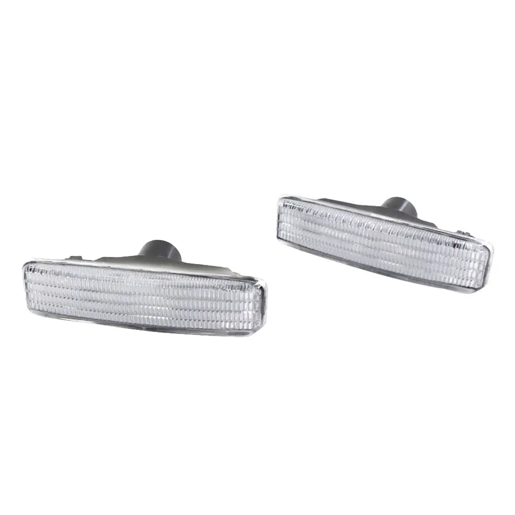 2 Pack Clear Len Front Side Marker Lamps with LED Lights for BMW E39 5 SERIES 1997-2003 Bumper 9.4x4x4cm Repace 63148360589