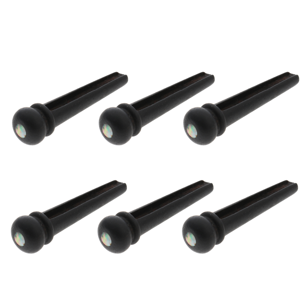 Pack of 6 Ebony Guitar Bridge Pins with Dots Black Acoustic Guitar Replacement Parts 29mm