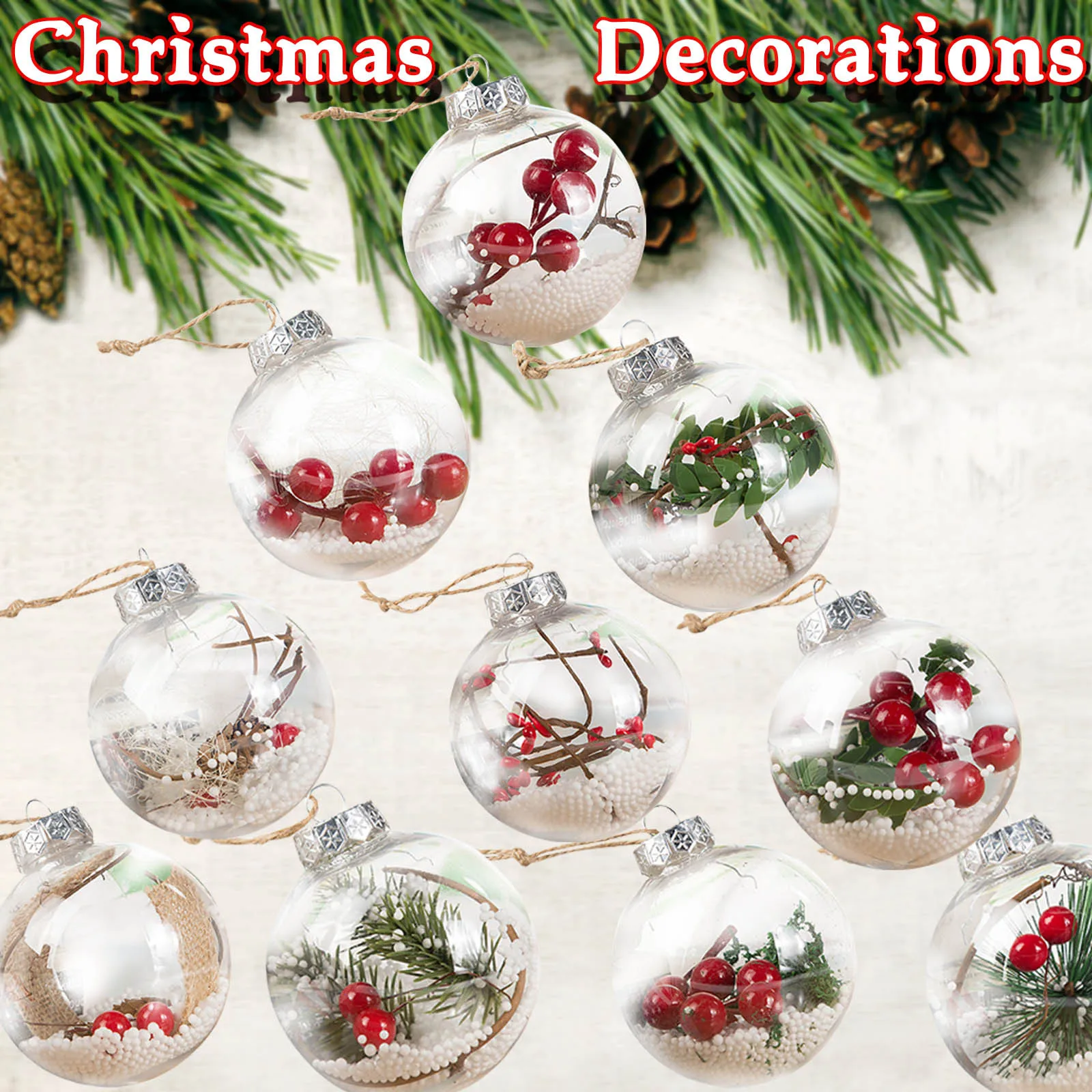 3-9CM Plastic Hollow Transparent Drop Ball Holiday Gift Creative Decoration NEW 